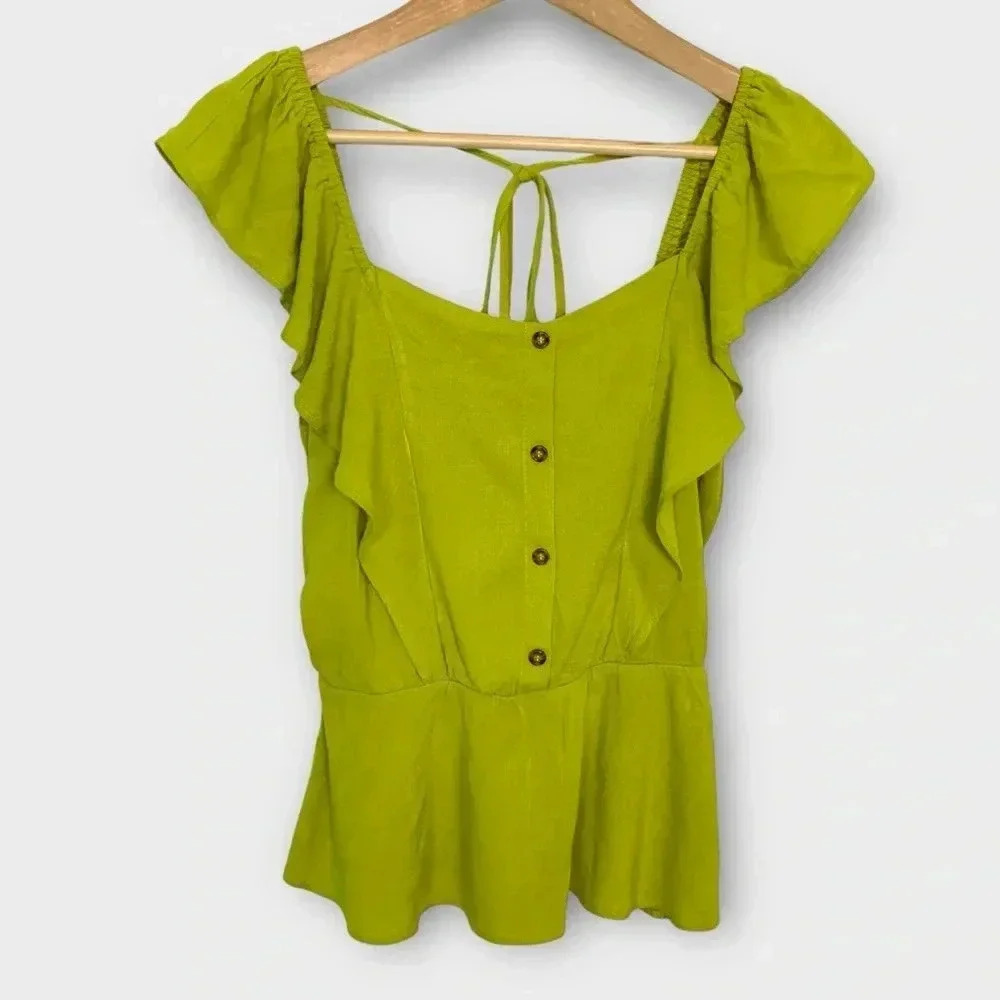 Moa Moa Ruffle Button Down Blouse
